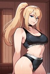 1female 1girls ai ai_assisted ai_generated blacked blacked_clothing blackedcommiss1 clothed clothing female looking_at_viewer nintendo samus_aran solo solo_female solo_focus