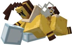 1girls 3d 3d_(artwork) anthro bee bee_(minecraft) bee_girl breasts female furry insects larger_female lying_on_person microsoft minecraft siefueg transparent_background