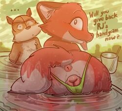 1boy 1girls 2024 absurd_res anus ass canid canine crossover dreamworks dreamworks_animation duo english_text female fox hetero hi_res jungledyret_hugo looking_at_another male male/female mammal over_the_hedge panties paramount_pictures procyonid pussy raccoon ram_satinga rita_(jungledyret) rj_(over_the_hedge) tail text watching