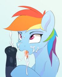 2016 ambiguous_gender animal_genitalia animal_penis cum cum_on_face cum_on_tongue disembodied_penis duo earth_pony equine equine_penis friendship_is_magic hair horse horsecock male mammal multicolored_hair my_little_pony penis pony pony-butt-express rainbow_dash_(mlp) rainbow_hair simple_background solo_focus straight_hair tongue tongue_out