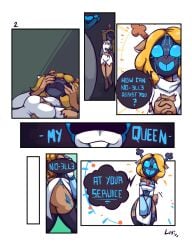 2d 2d_(artwork) annoyed anthro anthro_female antlers blonde_female blonde_hair blue_eyes brainwashing breasts clothed comic comic_page comic_panel comic_strip corruption deer deer_antlers deer_ears deer_girl deer_horns deer_tail deltarune deltarune_chapter_2 digital_media digital_media_(artwork) dominant dominant_female domination domination/submission female female_anthro female_only femdom femsub forced freckles furry furry_female giving_in giving_up glowing_eyes holding_hands horns humanoid humiliation long_hair mask masked monster_girl noelle_holiday obedience obedient omegaluxifer open_mouth queen queen_(deltarune) robot robot_girl robotization submissive submissive_female tail taunting tech_control teenage_girl teenager text_bubble thighs torn_clothes trap trapped