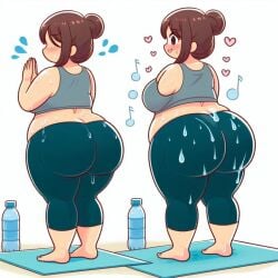 1girls ai_generated ass curvy_female dat_ass fat fat_ass female yoga yoga_pants