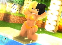 3d black_and_blonde_hair female honey_(theactualhoney) looking_at_viewer mine-imator minecraft theactualhoney