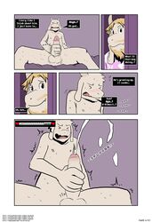 asgore_dreemurr asriel_dreemurr being_watched boss_monster comic cum cumshot ejaculation male male_only masturbation muskie orgasm penile_masturbation penis tolok undertale video_games