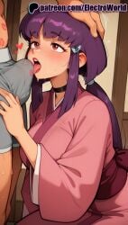 1boy 1girls 2025 ai ai_assisted ai_generated anime anime_girl anime_style artist_name ayeka_masaki_jurai big_penis bj blowjob blowjob_face blush bulge choker cock dick electroworld fellatio female hair_ornament hand_on_another's_head hi_res high_quality high_resolution highres japanese_clothes kimono licking licking_penis long_hair open_mouth oral oral_sex patreon patreon_username penis purple_hair solo_focus stable_diffusion straight sucking tenchi_muyo! tongue tongue_out twintails watermark