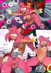amy_rose anal_sex anthro breasts comic dialogue eggman_logo eggrobo hedgehog mechanical_penis mechanical_tentacles page_13 penis pussy pussy_juice robot sonic_(series) straight tagme tentacle underrock vaginal_penetration