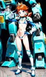 ai_generated breasts confident flat_chest heroic highres mario_(series) mecha mechabare nintendo non-web_source pilot princess_daisy robot salute small_breasts smile sweat tagme