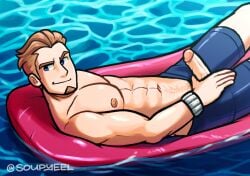 balls bara boner erection male male_only muscles muscular nintendo npc_trainer penis pokemon solo solo_male soupyeel swimmer_(pokemon) swimmer_(pokemon_sm)