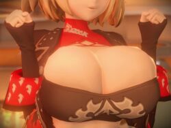 1girls 3d 3d_animation animated big_breasts blonde_hair breast_focus breasts burnice_white busty cleavage clothing crop_top female female_only huge_breasts jacket jiggle jiggling_breasts large_breasts nurico solo video zenless_zone_zero