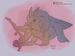 anal anal_licking anthro anthro_on_human cryptid insect_humanoid interspecies licking_ass male/female male_anthro/female_human moth_humanoid mothman multiple_limbs ragdoll_exoart(artist)