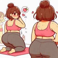 1girls ai_generated ass curvy_female dat_ass fat fat_ass female yoga yoga_pants