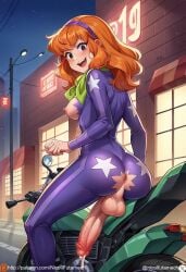 ai_generated ass_focus big_penis daphne_blake futanari medium_breasts orange_hair scooby-doo sitting uncensored