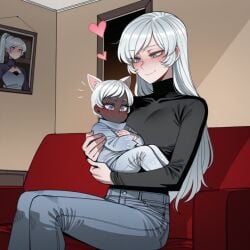 1boy ai_generated faunus female l-major mother_and_son rwby weiss_schnee