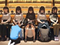 ai_generated dominant_female forced_cunnilingus forced_oral illustrious_(stable_diffusion) implied_cunnilingus its_not_real_(artist) multiple_boys multiple_girls public public_sex submissive_male tagme