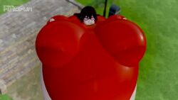 3d 3d_animation air_inflation animated balloon_inflation black_hair black_legwear expansion floating glasses inflation red_topwear sound tagme video white_skin xtense_(artist)