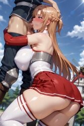 aerial_view ai_generated ass big_ass big_breasts big_butt big_penis blowjob blue_eyes blush brown_hair erection fellatio fucked_from_behind heart-shaped_pupils hug_and_suck low-angle_view multiple_views penis shiny_skin skirt sucking sucking_penis sword_art_online thick_ass thick_thighs thighhighs ul7990 uncensored yuuki_asuna