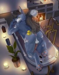 ass ass asshole bath bathroom bathtub canine cock cute dick feet feet paw paws spa wolf ych