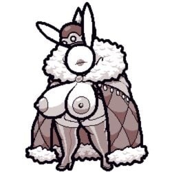 big_lips boots breasts breasts_out clothed clothing crown eyeless female female_only gloves high_heels lips nsfwoaf oaf_(nsfwoaf) pixel_art queen queen_oaf_(nsfwoaf) rabbit rabbit_ears rabbit_humanoid royalty rule_63