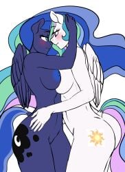 alicorn anthro anthrofied areola ass bedroom_eyes big_breasts biped blue_body blush breasts duo equid equine eye_contact eyelashes feathered_wings feathers female female/female friendship_is_magic genitals hasbro hi_res horn incest_(lore) looking_at_another mammal my_little_pony mythological_creature mythological_equine mythology narrowed_eyes nipples nude pia-sama princess_celestia_(mlp) princess_luna_(mlp) pupils pussy seductive sibling_(lore) simple_background sister_(lore) sisters_(lore) smile thick_thighs white_background white_body wings