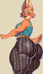 1girls anthro ass big_ass bottom_heavy bubble_butt clothing crop_top dat_ass diane_foxington fat_ass female female_only flare_pants forbidden_pants fox green_eyes huge_ass large_ass looking_back nocturne_nsfw pants solo tail the_bad_guys thick_ass thick_thighs wide_hips