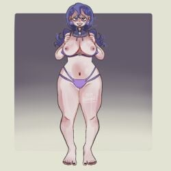 big_breasts earings female goth_girl hex_maniac hex_maniac_(pokemon) light-skinned_female light_skin nintendo panties pokemon pokemon_legends:_z-a purple_eyes purple_hair