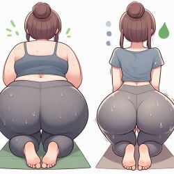 1girls ai_generated ass curvy_female dat_ass fat fat_ass female yoga yoga_pants