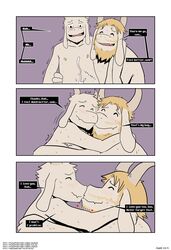 2boys age_difference anthro anthro_on_anthro anthro_only asgore_dreemurr asriel_dreemurr boss_monster comic cum father father_and_son gay incest kissing male muskie no_humans parent romantic son tolok undertale video_games yaoi