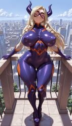 1girls above_view ai_generated big_breasts big_hips big_thighs blonde_hair boku_no_hero_academia city curvy curvy_ass curvy_body curvy_female curvy_figure curvy_hips curvy_thighs day daytime erect_nipples female female_only fully_clothed heels hi_res high_resolution highres huge_breasts huge_hips huge_thighs large_breasts long_hair looking_at_viewer massive_breasts mature_female milf mommy mount_lady my_hero_academia outdoors outside platform_heels smug solo stable_diffusion standing steam steaming_body sweat sweatdrop sweating sweaty sweaty_body sweaty_breasts sweaty_thighs synthneon thick_hips thick_thighs tight_clothing visible_areolae visible_nipples wide_hips