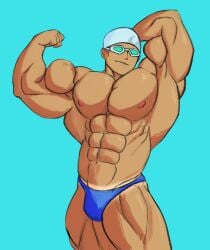 balls bara bulge cephalobodz flaccid flexing male male_only muscles muscular nintendo npc_trainer penis pokemon solo solo_male swimmer_(pokemon) swimmer_(pokemon_masters)