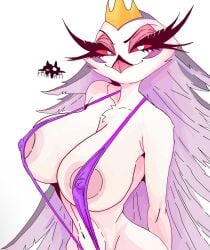big_breasts breasts dplasma female furry furry_female helluva_boss looking_at_viewer stella_(helluva_boss) white_background