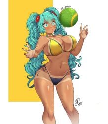 1girls artist_name artist_signature athletic_female bare_legs bikini bikini_top blue_eyes blue_hair brazil brazilian brazilian_female brazilian_miku flower_in_hair gigantic_breasts hatsune_miku huge_breasts huge_thighs jk_arts07 latin_american_hatsune_miku_(meme) long_hair massive_breasts solo_female sweat sweatdrop tan-skinned_female tan_body tanned_female tanned_skin thick_thighs thighs twintails very_long_hair vocaloid volleyball voluptuous voluptuous_female