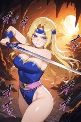 ai_assisted ai_generated belly blonde_hair cave celes celes_chere ecchi final_fantasy final_fantasy_6 tentacle_rape