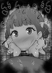 1boy 1girls :>= age_difference bare_shoulders bathroom big_penis black_and_white blowjob blush braid censored detailed_background double_bun drooling eyelashes female fringe heart human indoor inside kurotama kusuriya_no_hitorigoto looking_at_viewer male male_pov oral petite pov room saliva saliva_trail shiny shiny_skin short_hair sketch skinny skirt small_breasts sound_effects squatting sweat text tied_hair tongue_out vein veins veiny veiny_penis xiaolan xiaolan_(kusuriya_no_hitorigoto)