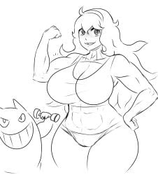 abs female_abs flex flexing flexing_bicep franktonius gengar girl_abs hex_maniac muscle muscle_girl muscles muscular muscular_female pokemon pokemon_(franchise) pokemon_(species)