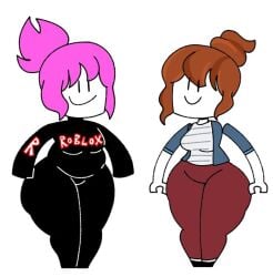 2d 2girls acorn_hair guest_(roblox) roblox roblox_avatar robloxian sfw simple_background tagme thicc thicc_ass thicc_thighs thick_ass thick_thighs white_background