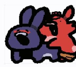 ambiguous_gender animated anthro bonnie_(fnaf) canid canine doggy_style duo five_nights_at_freddy's fox foxy_(fnaf) from_behind_position lagomorph leporid male male/male mammal pepopepito7 rabbit scottgames sex