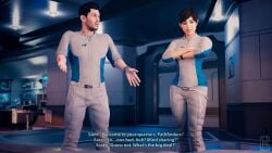 1boy 1girls bedroom human mass_effect mass_effect_andromeda realium3d sara_ryder scott_ryder siblings