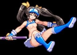 eri_hasumi m.u.g.e.n vanguard_princess visor_cap tied_hair pixel_art sprite animated gif transparent_background breasts panties sex rape invisible_male nipples skirt