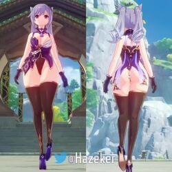 1girls 3d animated big_breasts black_kneehighs black_stockings bottom_heavy curvy fat_ass female genshin_impact hazeker hourglass_figure keqing_(genshin_impact) no_sound purple_hair removing_clothing swaying swaying_hips tagme twintails video video_games voluptuous walk walking