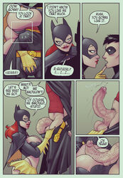 1boy 1girls ass barbara_gordon batgirl batman_(series) belly belt bent_over big_ass big_breasts big_penis black_hair blue_eyes blush boots breasts bulge cameltoe cape cleavage clothed cock_hungry comic costume dat_ass dc dc_comics devil_hs dirty_talk english_text erect female fingerless_gloves gloves hips horny_female huge_ass huge_balls huge_breasts huge_cock large_ass large_penis legs legwear light-skinned_male light_skin lips long_hair male mask nail_polish navel outfit panties pants penis penis_on_breasts precum red_hair robin_(dc) robin_(tim_drake) shoes short_hair skirt testicles text thighs thong tim_drake veins veiny veiny_penis