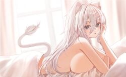 1girls animal_ears big_breasts female hololive hololive_gen_5 hololive_japan ru_o shishiro_botan sideboob tail virtual_youtuber white_hair