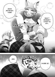 2025 abs absurd_res anthro anthro_on_anthro anthro_on_bottom anthro_on_top barazoku big_bulge big_muscles big_pecs blush bottomwear bottomwear_pull bulge clothed clothing clothing_pull collared_shirt comic detailed_bulge dialogue domestic_cat dress_shirt duo english_text epic_games felid feline felis forced fortnite fur genital_outline greyscale hi_res hoodie kemono lying male male/male male_on_bottom male_on_top mammal monochrome multiple_scenes muscular muscular_anthro muscular_male narrowed_eyes navel necktie nekogaki0324 nipples nyanja_(fortnite) on_back on_bottom on_top onomatopoeia open_clothing open_hoodie open_mouth open_topwear oscar_(fortnite) pantherine pants pants_pull pecs penis_outline shirt simple_background sitting_on_another size_difference sound_effects teeth text thong tiger topwear translucent translucent_clothing translucent_thong translucent_underwear tuft underwear undressing vest