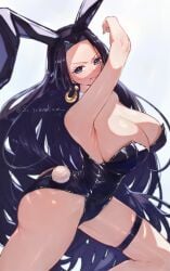 1girls artist_name ass bare_arms big_breasts black_hair blue_eyes blush boa_hancock breasts bunny_ears bunny_tail bunnysuit cleavage curvaceous curvy curvy_female curvy_figure detached_collar earrings fake_animal_ears fake_bunny_tail female female_focus female_only fit fit_female hairband hourglass_figure huge_breasts large_breasts light-skinned_female light_skin long_hair looking_at_viewer one_piece sc_scandium simple_background slim_waist snake_earrings solo thick_thighs thigh_strap thighs thin_waist white_background wide_hips