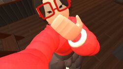 1boy big_ass black_hair bulge cat_ears femboy glasses rec_room recroom recroom-nsfw red_shirt thick thick_thighs vr wide_hips