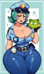 ai_generated brawl_stars cleavage lola_(brawl_stars) police police_uniform policewoman