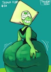 1girls ass big_ass bottom_heavy bubble_butt cellulite clothing dat_ass fat_ass female female_only gem_(species) green_skin huge_ass large_ass looking_at_viewer looking_back massive_ass peridot_(steven_universe) shortstack smile smug solo steven_universe thick_ass thick_thighs thunder_thighs tool01k visor wide_hips