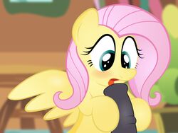 blue_eyes blush book bookshelf equine eyelashes fluttershy_(mlp) friendship_is_magic hair handjob horse mammal my_little_pony open_mouth pegasus penis pink_hair pony rainbownspeedash sex smile straight_hair table tongue tongue_out wings