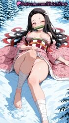 1girls 2025 ai ai_assisted ai_generated anime anime_style asa_no_ha_(pattern) asian bamboo bandaged_leg bandages barefoot bit_gag black_hair blush breasts breasts_apart breasts_out bust busty caucasian checkered_sash clothes_lift convenient_leg covering_pussy demon_slayer feet female_focus female_only foot_fetish foot_out_of_frame forehead gag gagged gradient_hair hair_ribbon hentai hi_res high_quality high_resolution highres japanese_clothes kimetsu_no_yaiba kimono kimono_lift large_breasts leg_wrap legs lipstick long_hair long_sleeves looking_at_viewer lying makeup medium_breasts mouth_hold multicolored_hair naked_kimono natsuyoru nezuko_(demon_form) nezuko_kamado nipples nipples_outside no_panties non-asian nopan obi off_shoulder on_back one_eye_closed outdoors patreon pink_eyes pink_kimono pink_ribbon red_hair ribbon sash snow solo solo_female stable_diffusion thighs toenails toes two-tone_hair uncensored_nipples very_long_hair voluptuous voluptuous_female wafuku white_ribbon wide_sleeves winter yukata