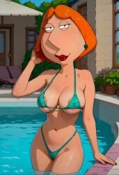 ai_generated big_breasts bikini erect_nipples_under_clothes family_guy lois_griffin looking_at_viewer pool thighs