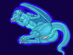 animal_genitalia animal_penis blue_background dragon feral male male_only penis simple_background synx_ryugami wings